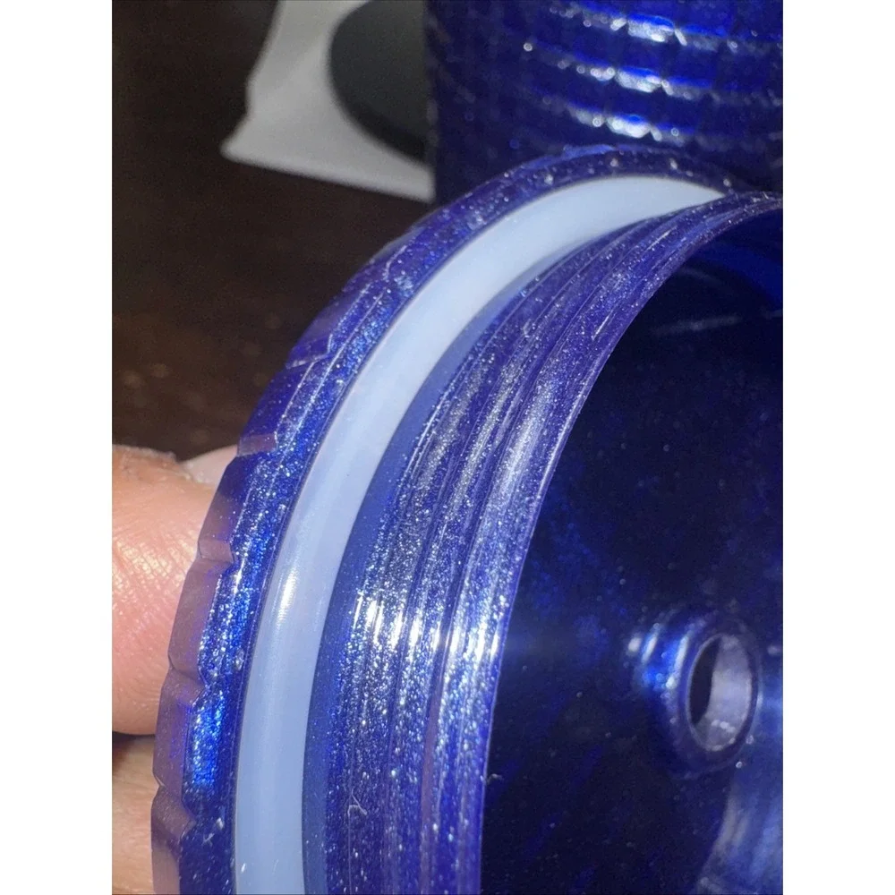 New Starbucks Tumbler Blueberry Glitter Grid 24oz Venti‎ Cup Cobalt